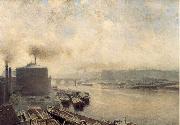 Meckel, Adolf von British Gas Works on the River Spree Germany oil painting artist
